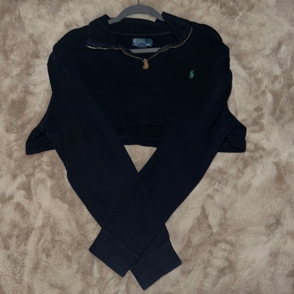 Ralph Lauren Polo Reworked Crop Zip Collared Sweater - Picture 2 of 5
